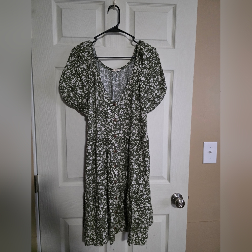 Out Found Green Floral Women's Dress